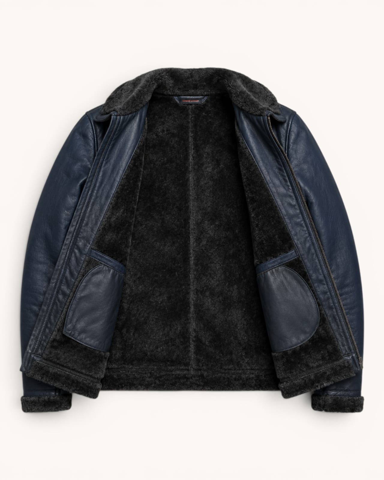 Shearling-collar leather jacket