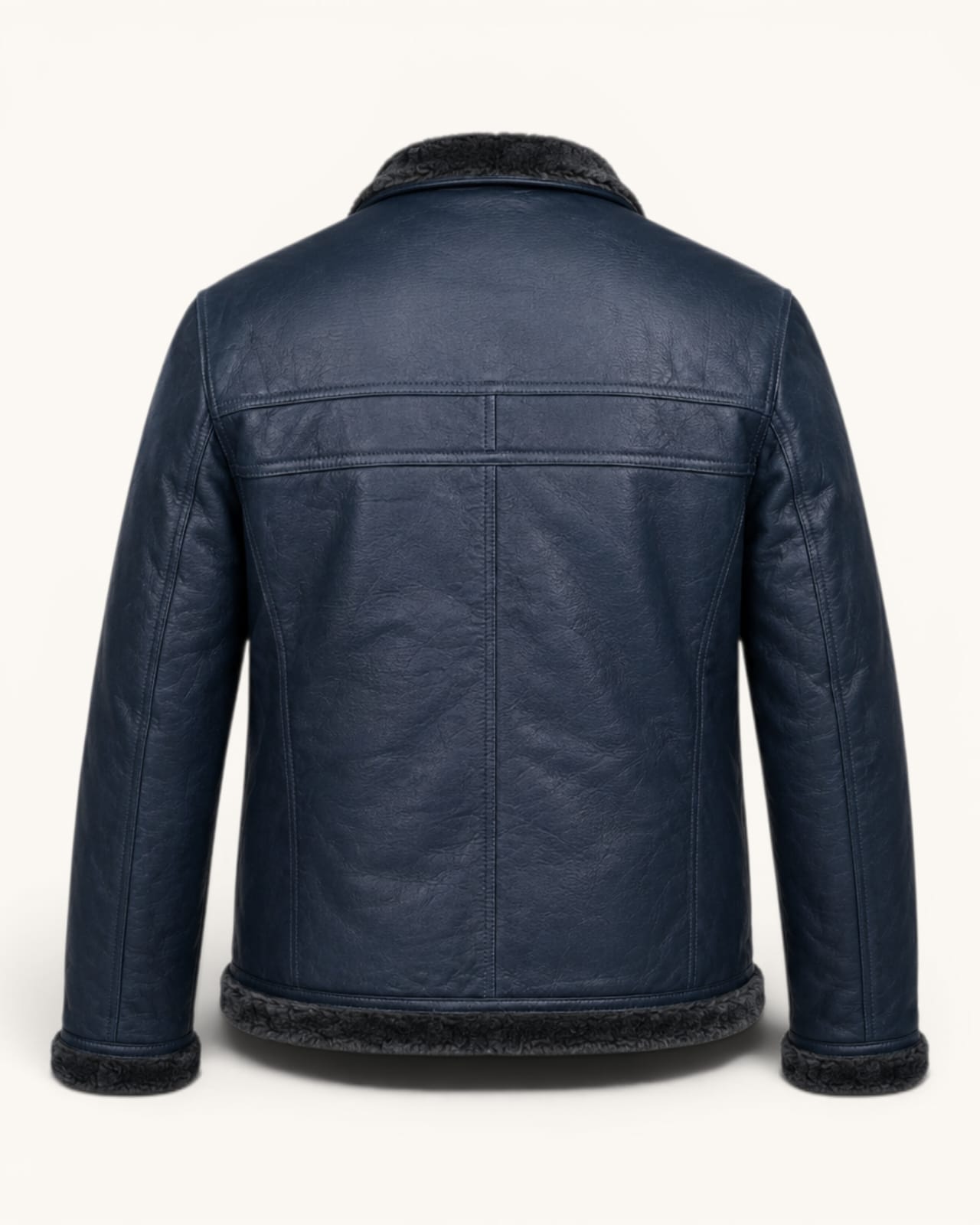 Shearling-collar leather jacket